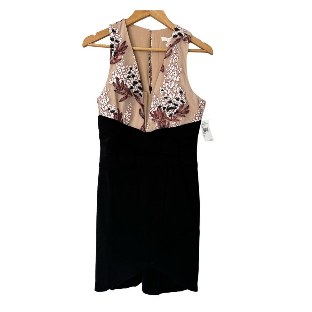 Harlyn Black Nude Floral Embroidered Sleeveless Dress Size Medium‎ NWT